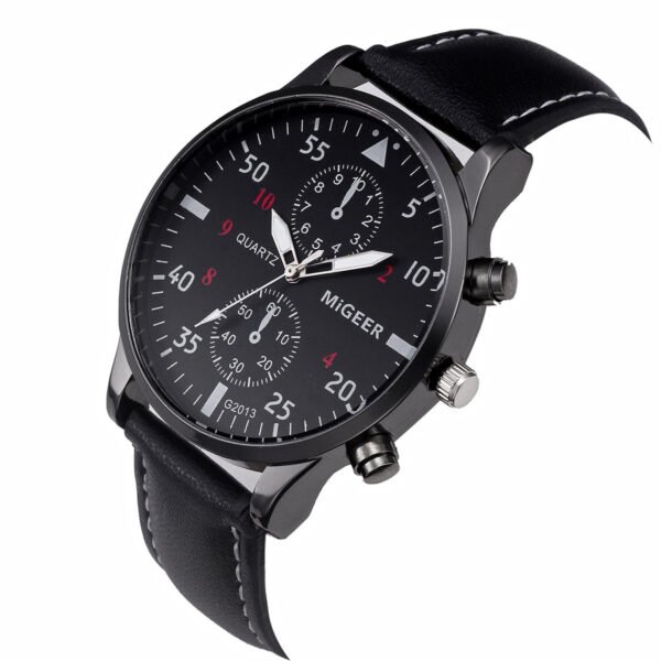 MIGEER Retro Design Men Watches Casual PU Leather Band Analog Alloy Quartz Wrist Watch Relogio masculino montre homme Clock New - Image 3